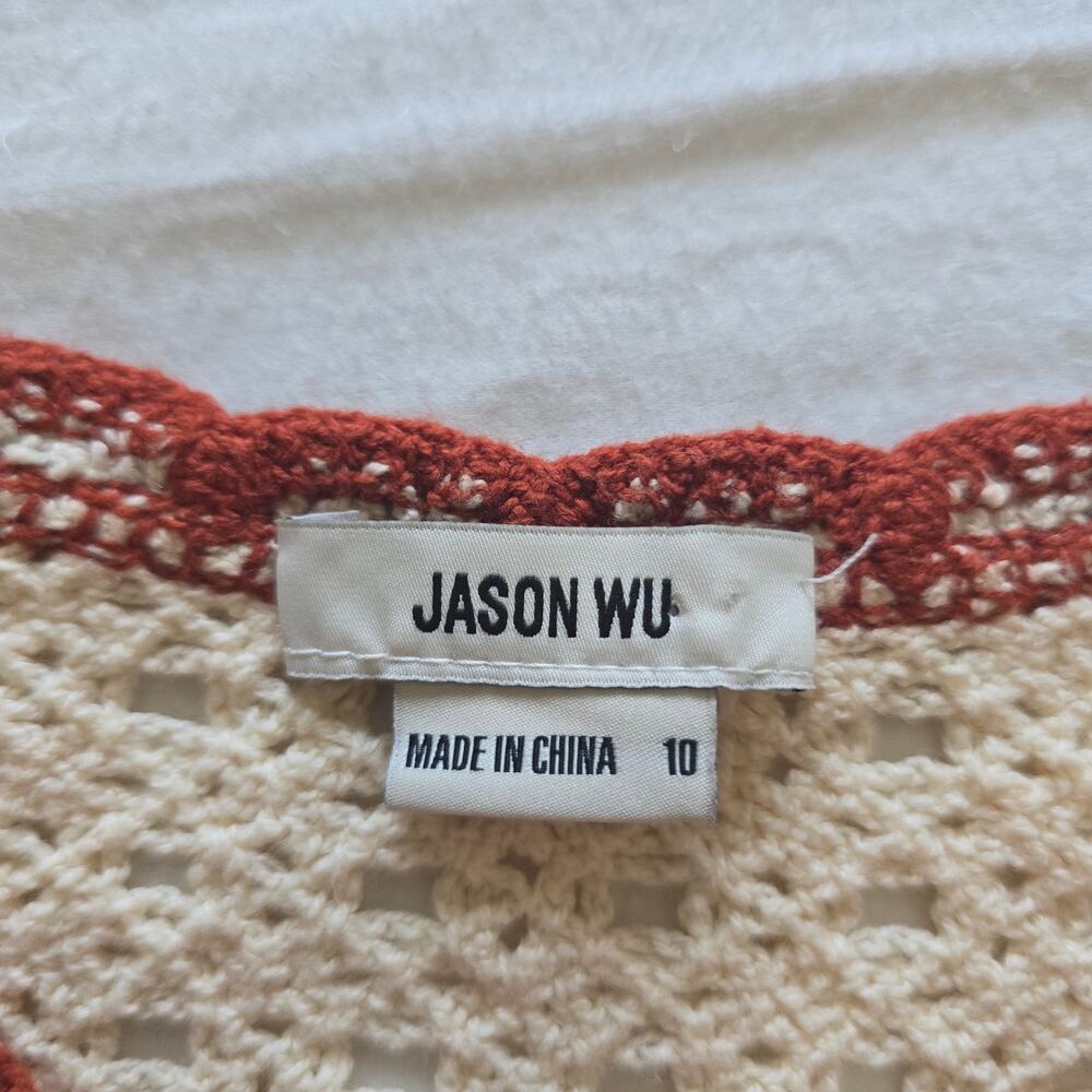 Jason Wu Crochet Knit Camisole Top Size 10 Cream Brown Boho Cottage Festival - Picture 4 of 7